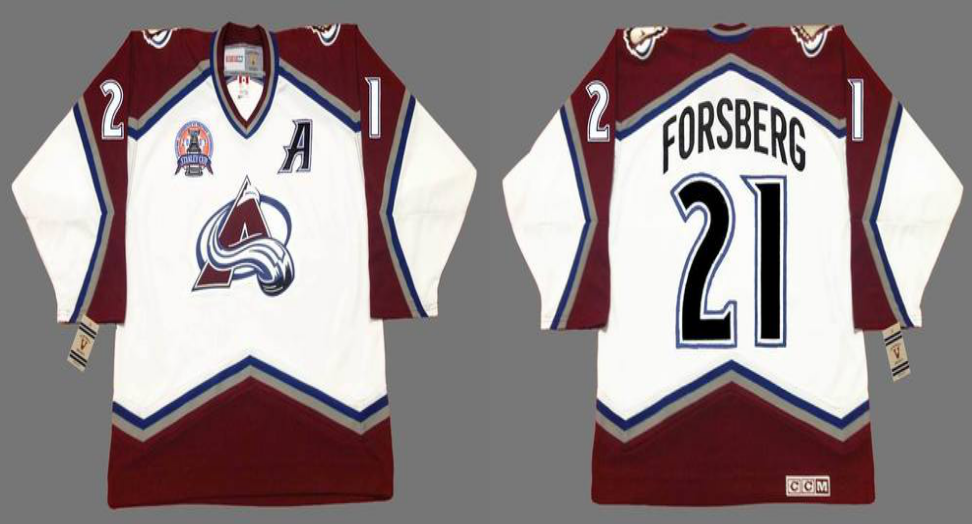 2019 Men Colorado Avalanche #21 Forsberg white CCM NHL jerseys->colorado avalanche->NHL Jersey